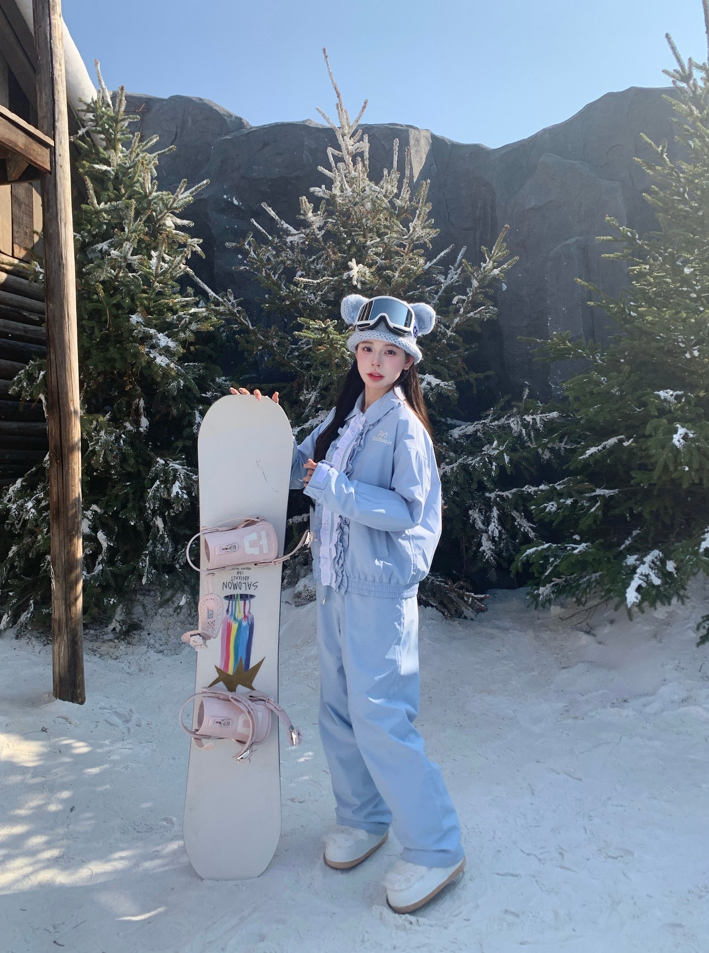 Sky-unknow Cute Lace 3L Snowboarding Jacket & Pant