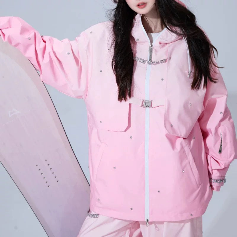 Chopchop Pink Gradient Shining 3L Professional Snowboarding Jacket&Pant