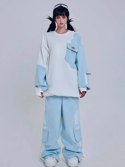 Chopchop White-Blue Jeans Waterproof Snowboarding Suits