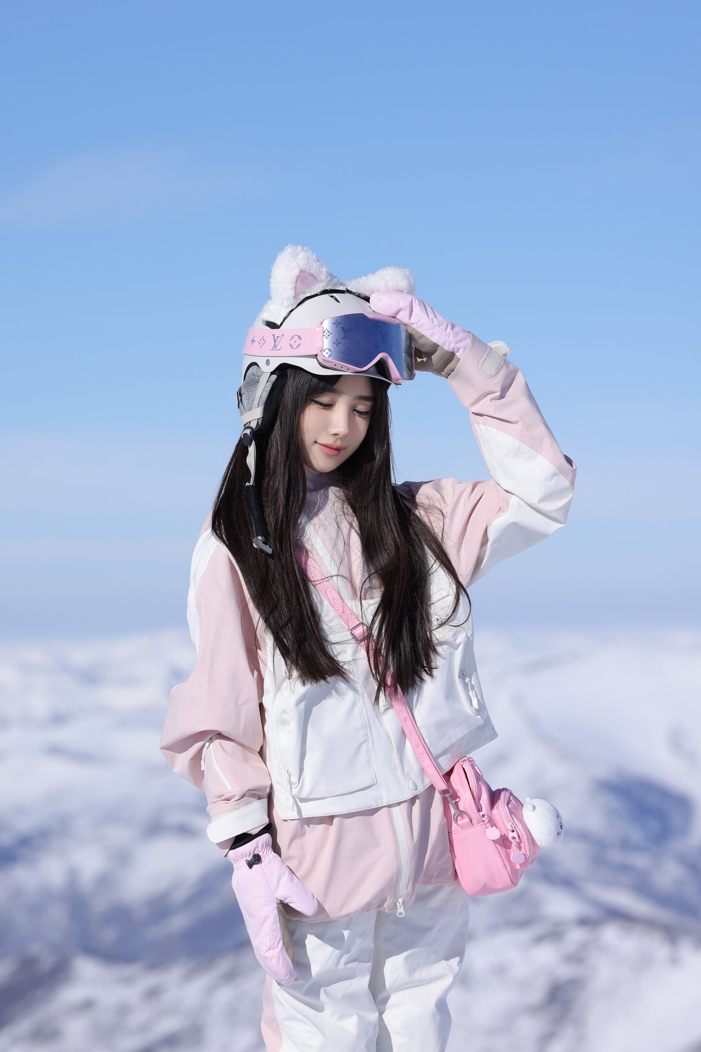 Litan Pink and White Professional 2L Snowboarding Jacket & Pant