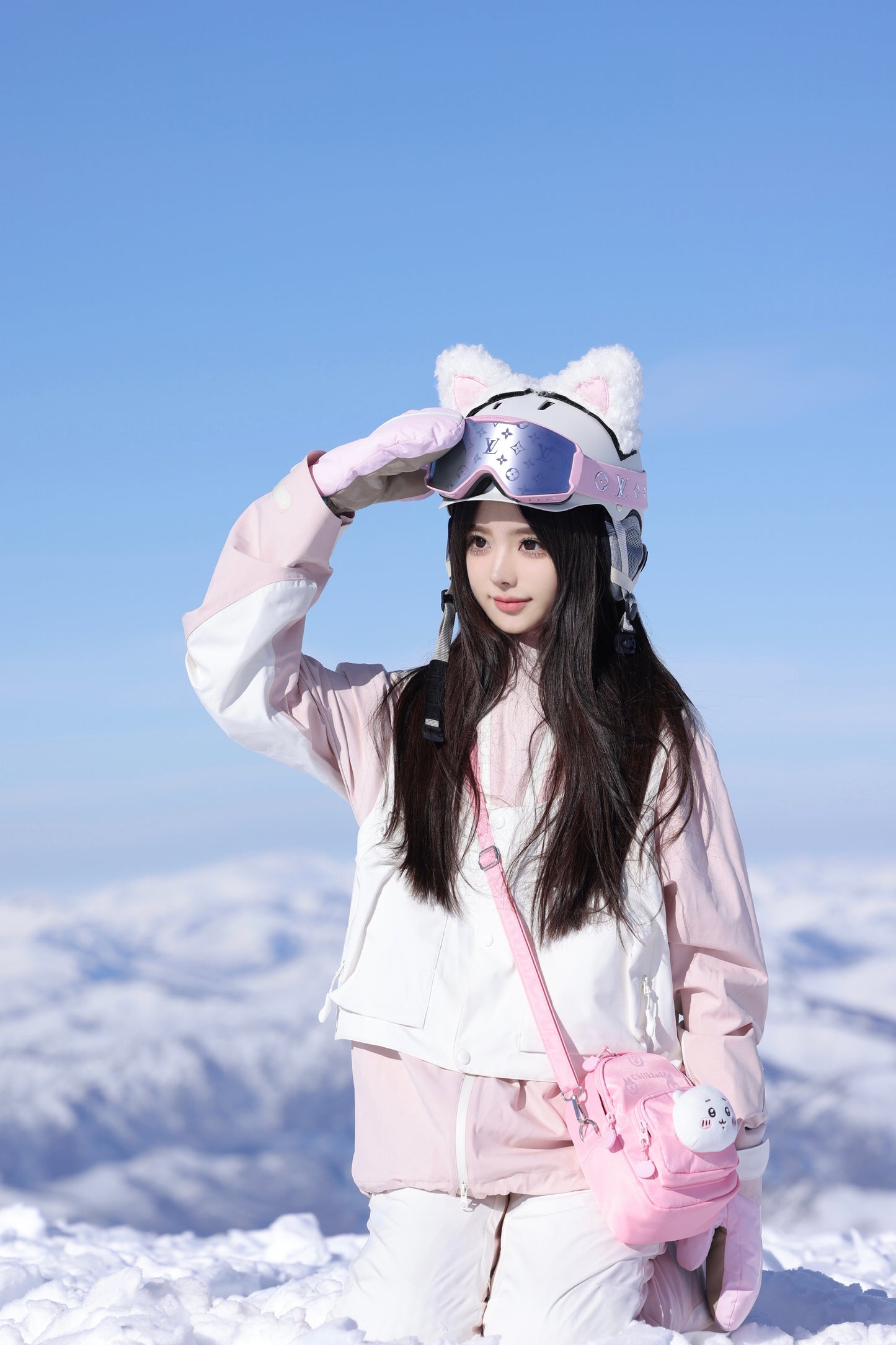 Litan Pink and White Professional 2L Snowboarding Jacket & Pant