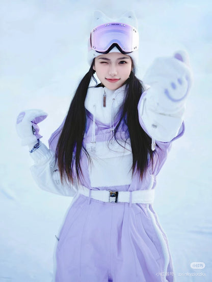 Chopchop Purple Cute Fluffy Snowboarding Bibpants & Hoodies