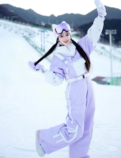 Chopchop Purple Cute Fluffy Snowboarding Bibpants & Hoodies