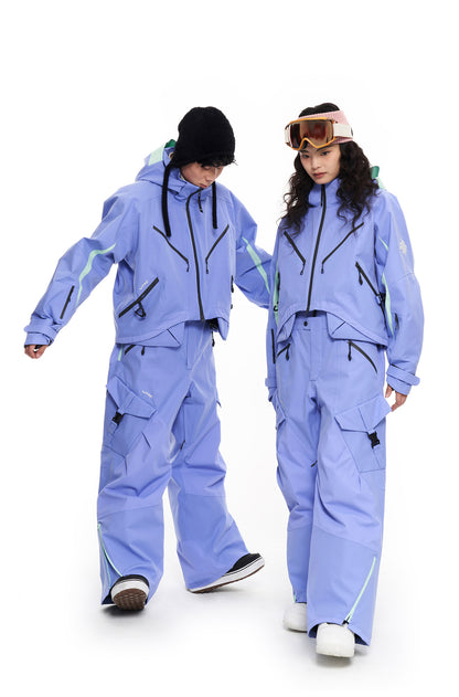 Litan Babyblue/Purple 2L Professional Snowboarding Jacket & Pants