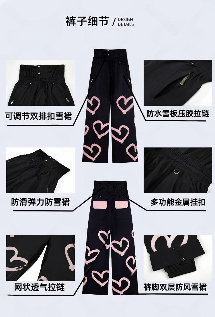 Chopchop Blackpink Heart 3L Snowboarding Jacket & Pant