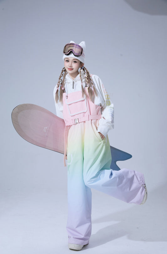 Chopchop Cute Rainbow Rabbit 3L Snowboarding Hoodies&Bibpants