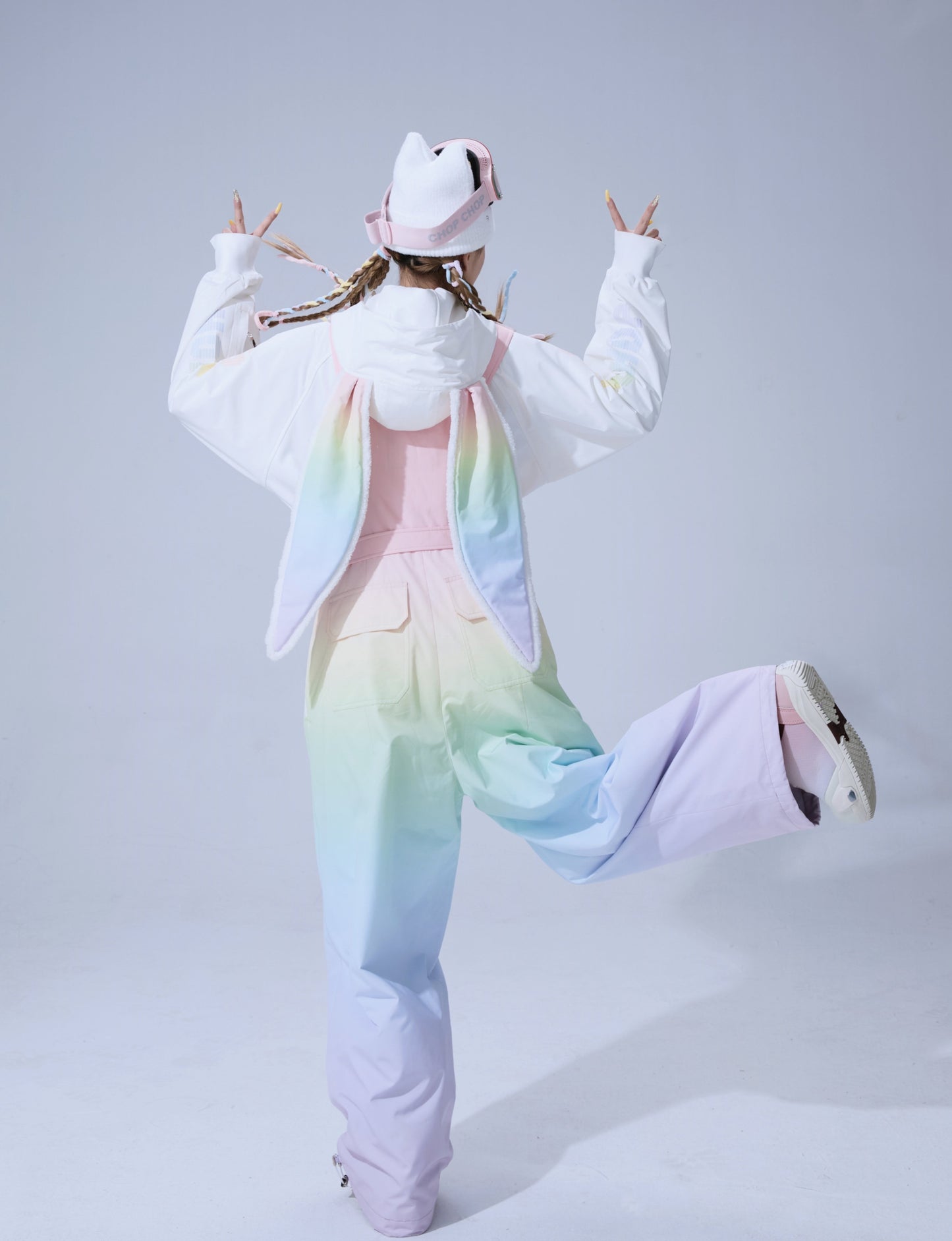 Chopchop Cute Rainbow Rabbit 3L Snowboarding Hoodies&Bibpants