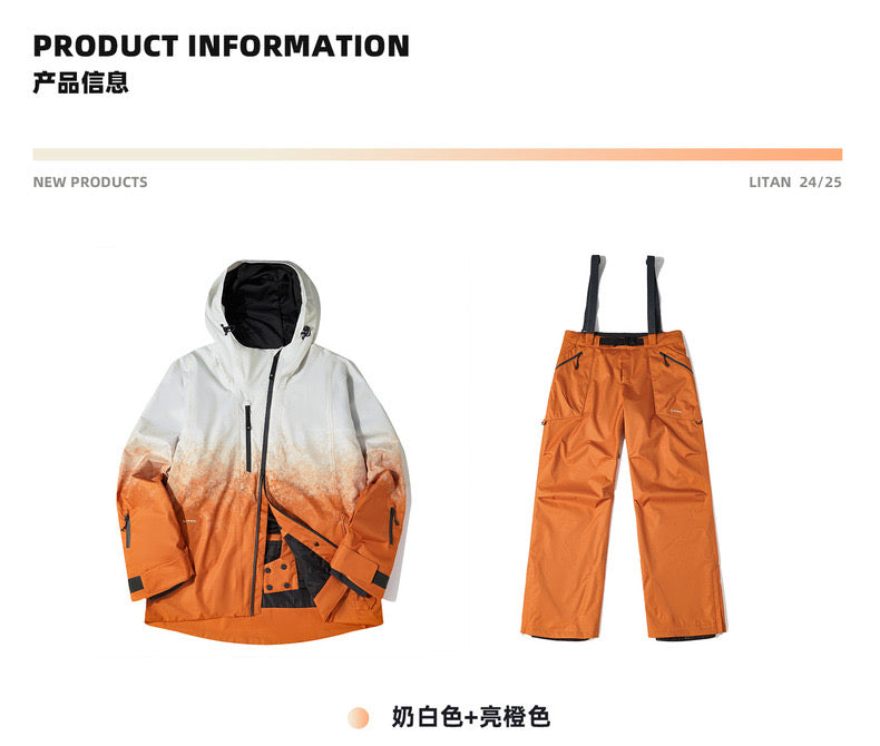 Litan Gradient Orange Professional Snowboarding Jackets & Pants