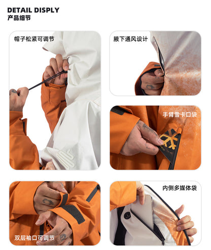 Litan Gradient Orange Professional Snowboarding Jackets & Pants