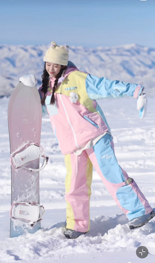 Chopchop Macaron Color Matching Snowboard Jacket & Pant