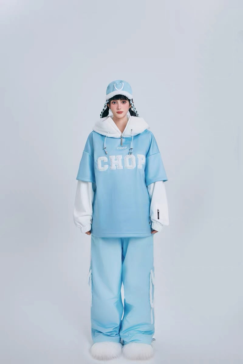 Chopchop Blue Cute Fluffy Snowboarding Bibpants & Hoodies