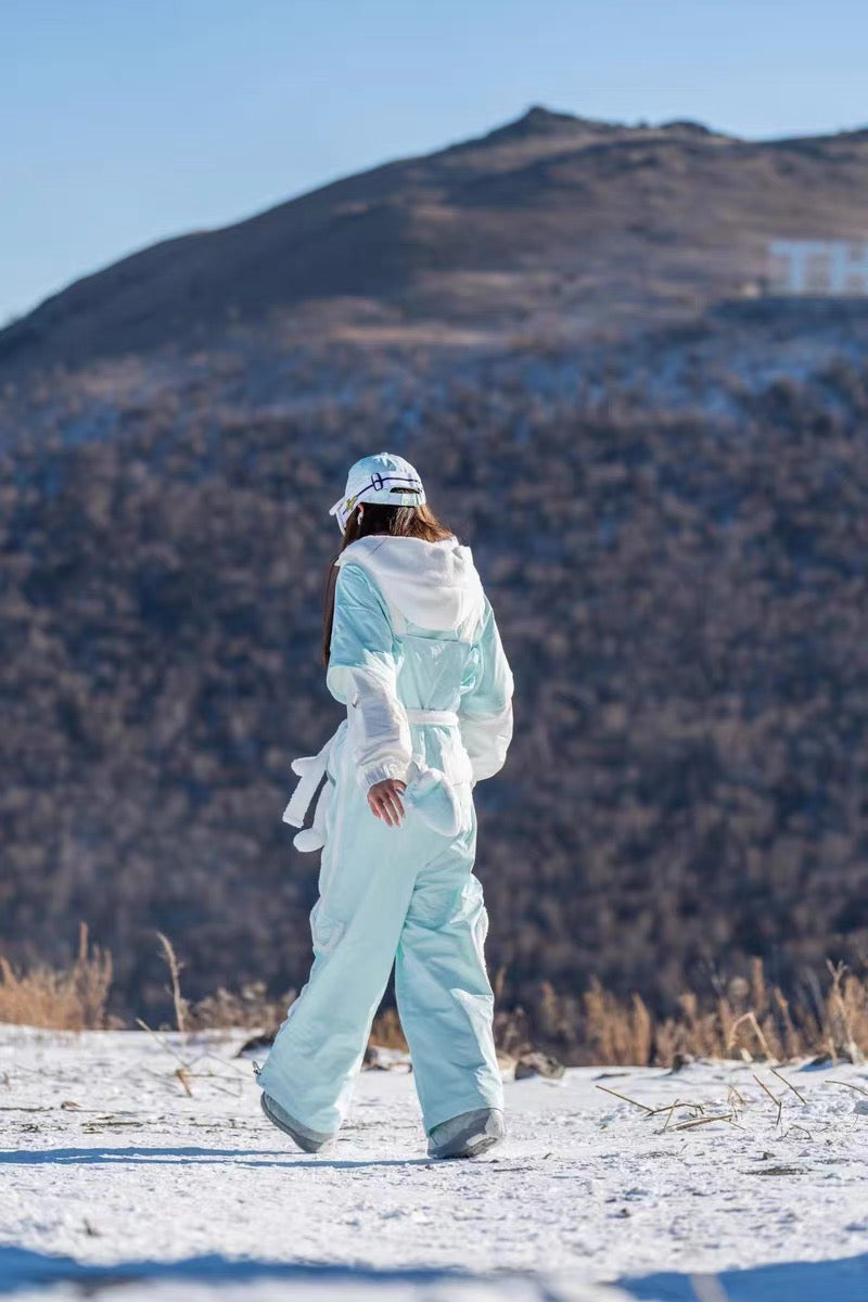 Chopchop Mint Green Cute Fluffy Snowboarding Bibpants & Hoodies